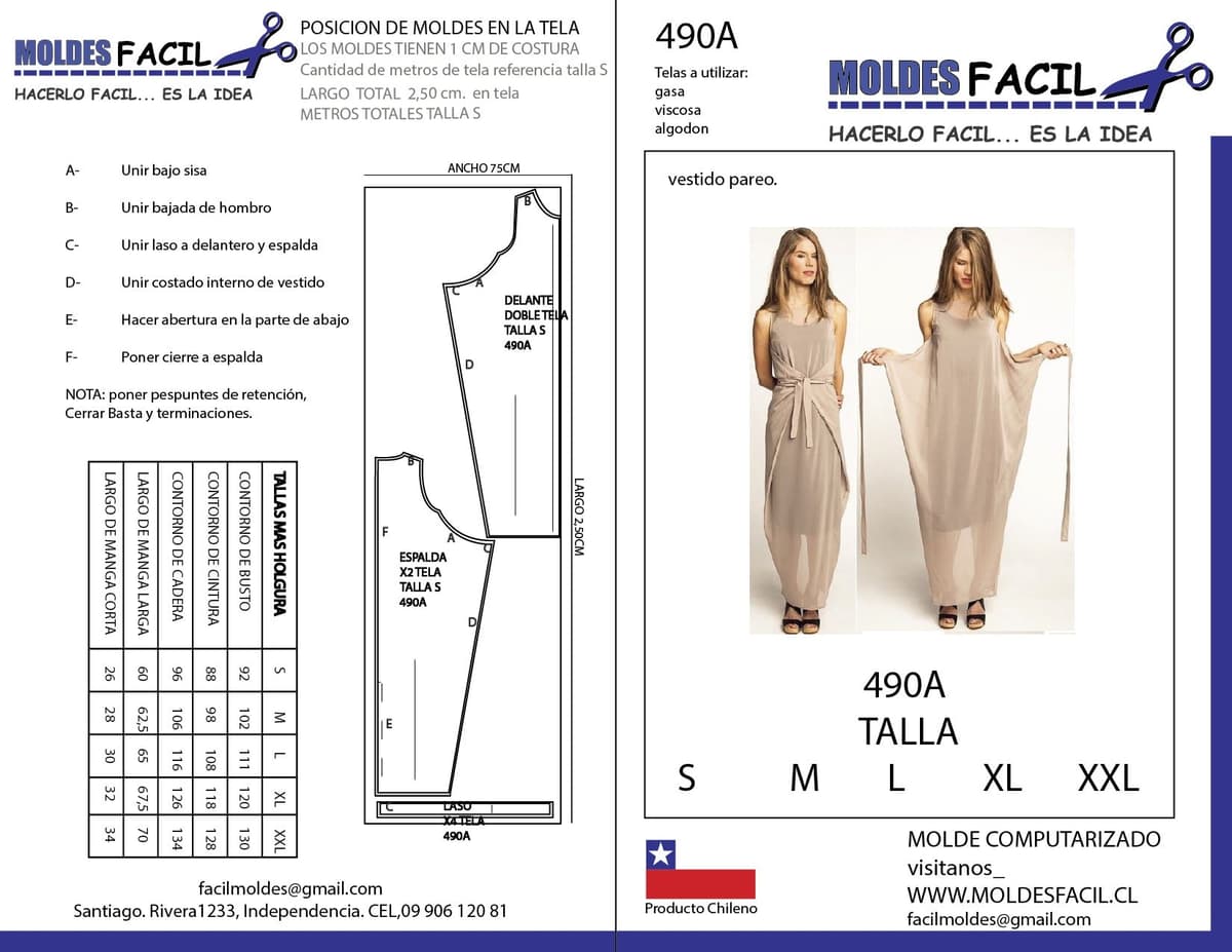 Patrón de costura Vestido Pareo — Moldes Fácil