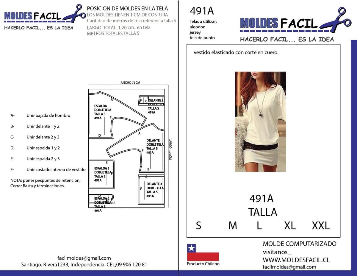 Patrón de costura Vestido Elasticado Con Corte En Cuero — Moldes Fácil