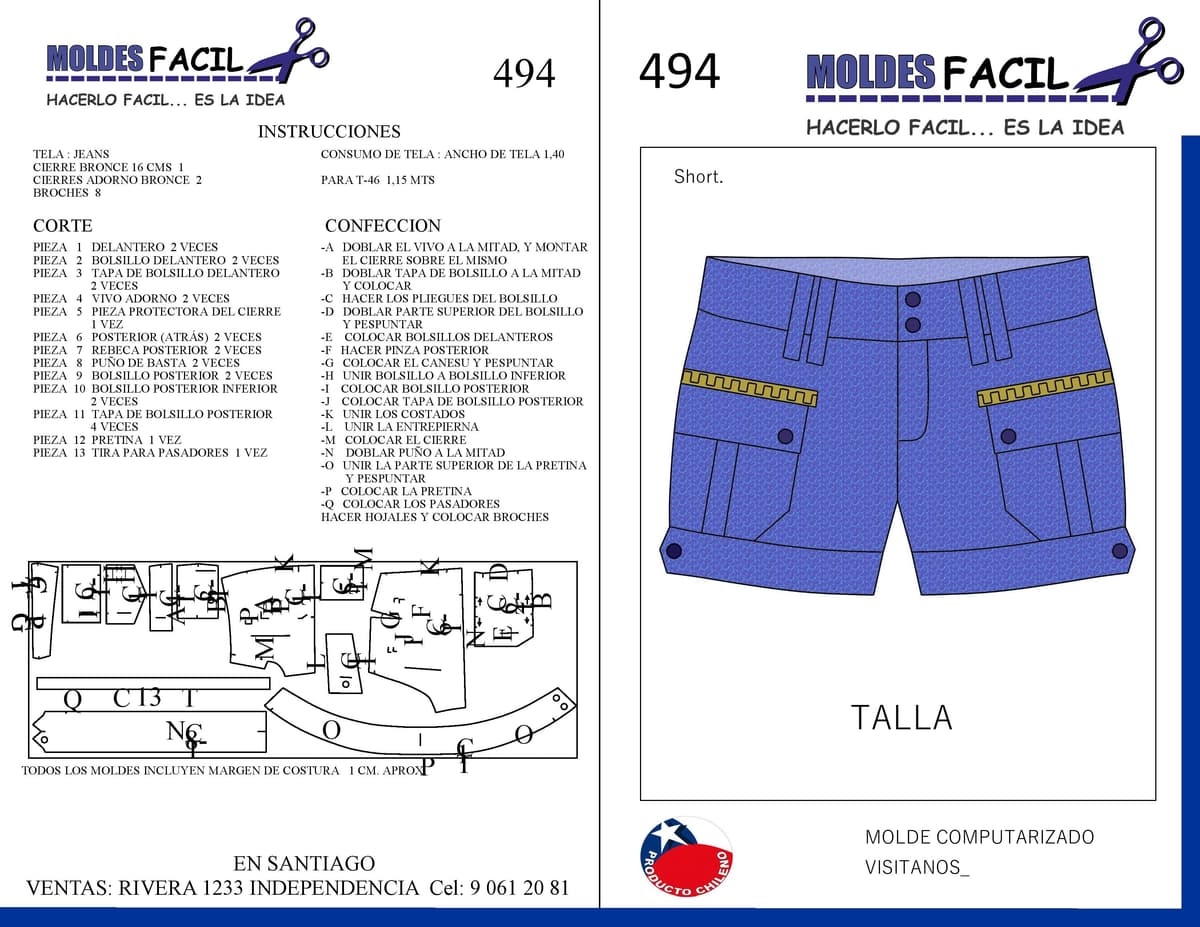Patrón de costura Short — Moldes Fácil