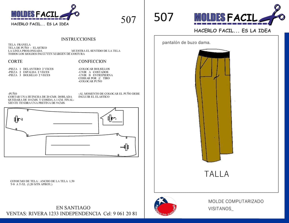 Patrón de costura Pantalón de buzo dama — Moldes Fácil