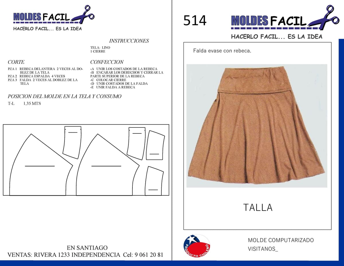 Patrón de costura Falda evase con rebeca — Moldes Fácil