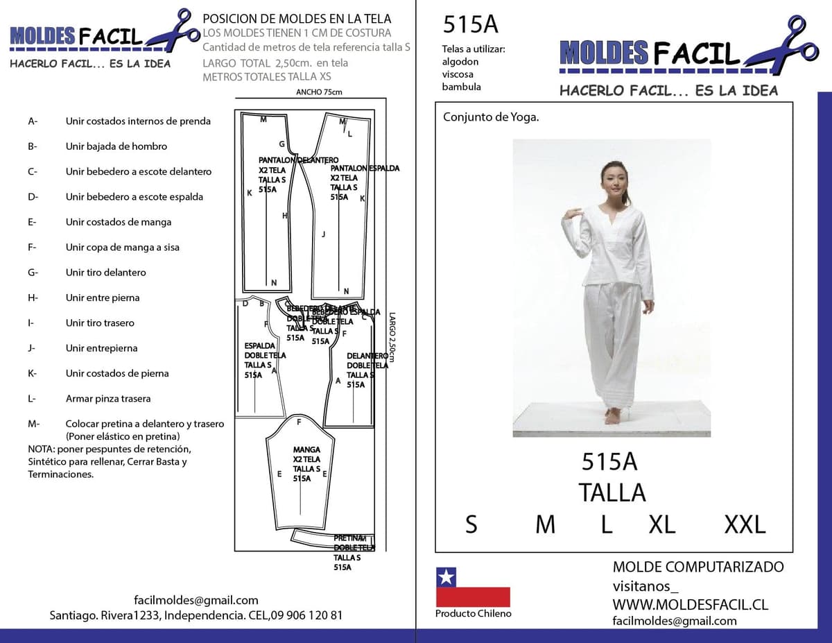 Patrón de costura Conjunto Yoga — Moldes Fácil