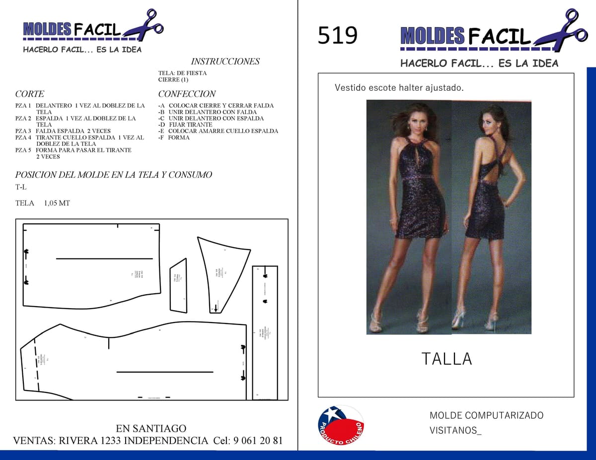 Patrón de costura Vestido Negro De Fiesta — Moldes Fácil