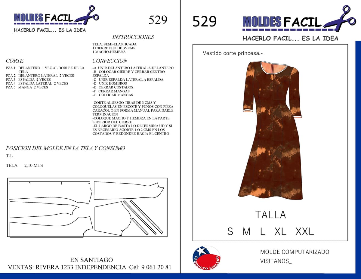 Patrón de costura Vestido Corte Princesa — Moldes Fácil