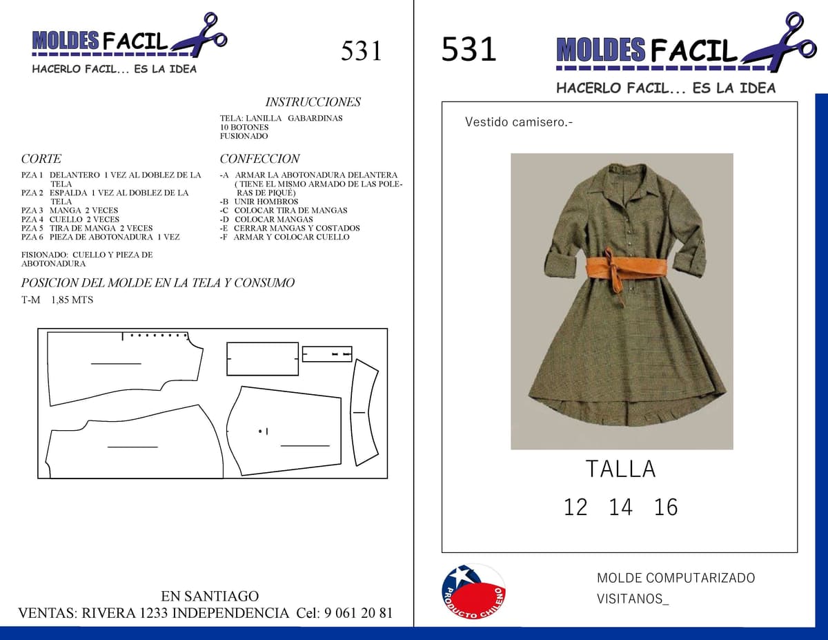 Patrón de costura Vestido Verde Musgo — Moldes Fácil
