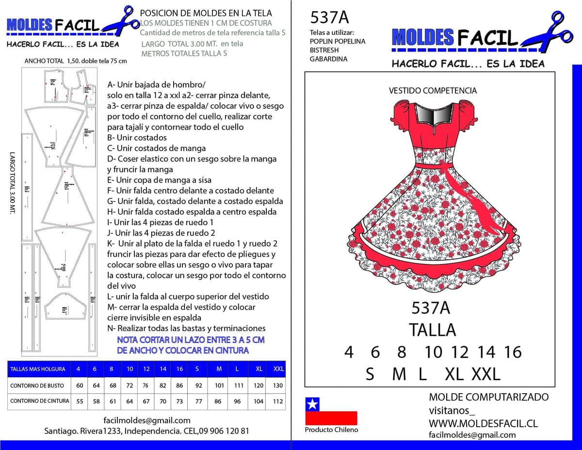 Patrón de costura Vestido de Competencia — Moldes Fácil