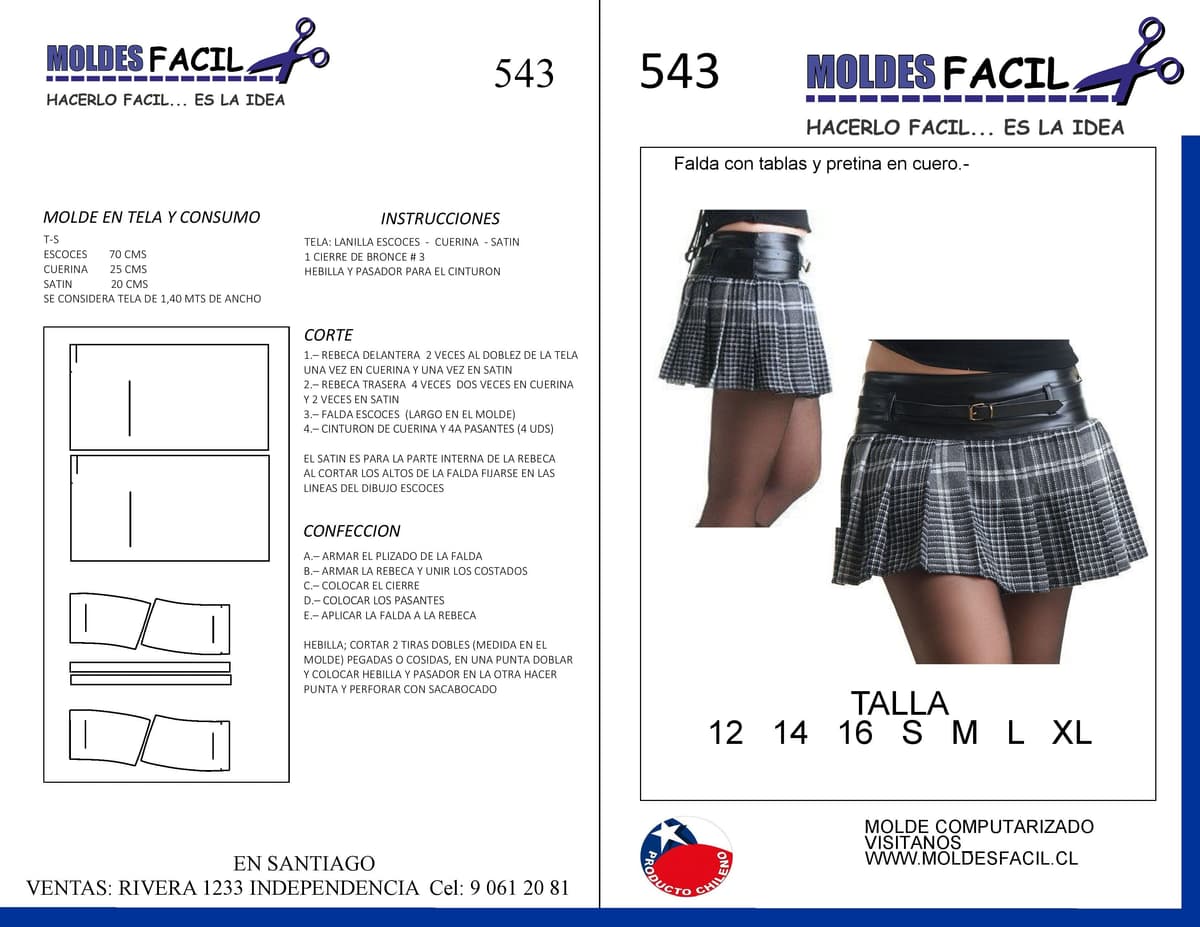 Patrón de costura Falda emo escoces — Moldes Fácil