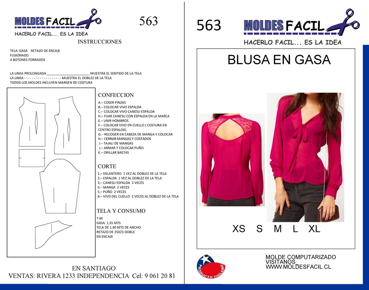 Patrón de costura BLUSA EN GASA — Moldes Fácil