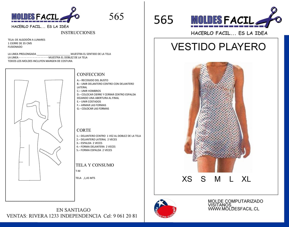 Patrón de costura Vestido Playero — Moldes Fácil