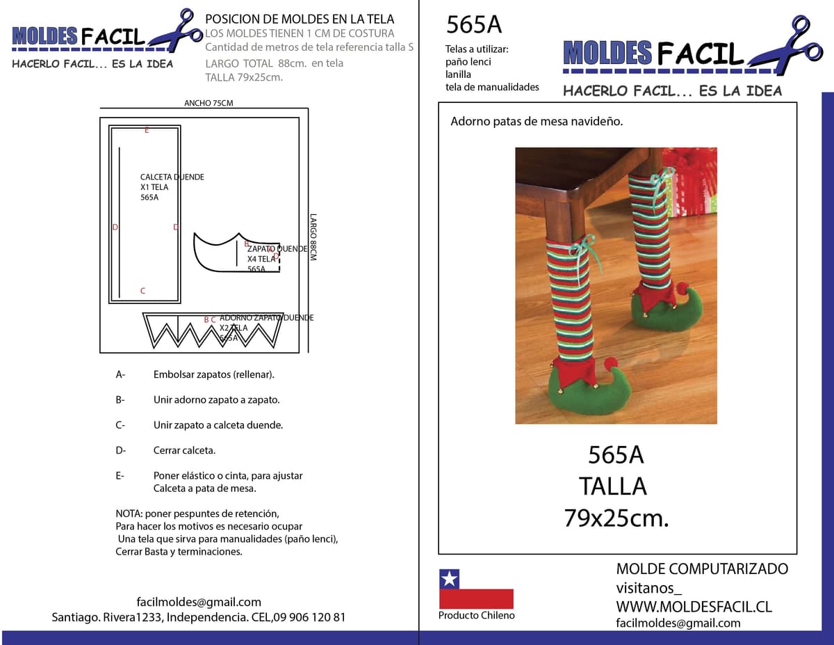 Patrón de costura Adorno patas de mesa navidad — Moldes Fácil