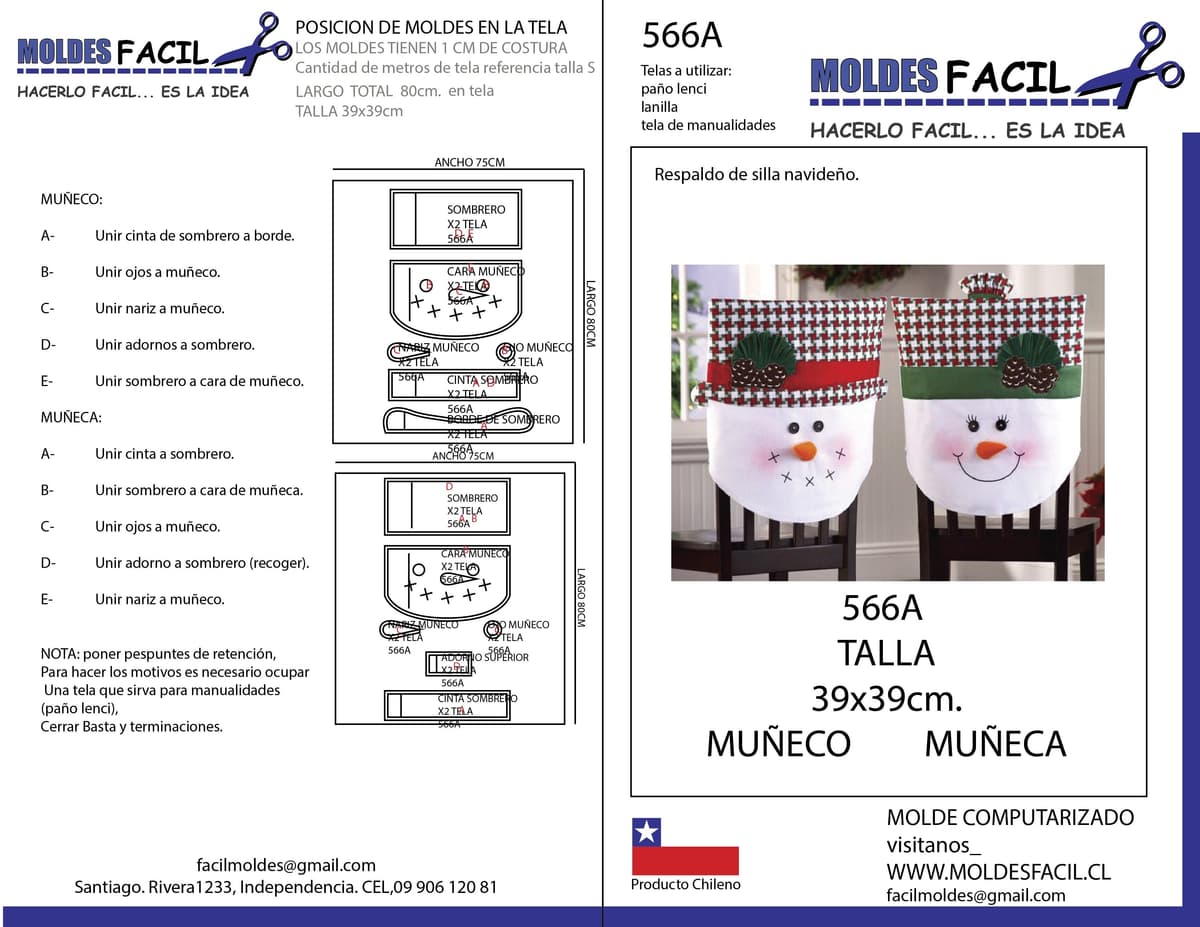 Patrón de costura Respaldo de silla navideño — Moldes Fácil