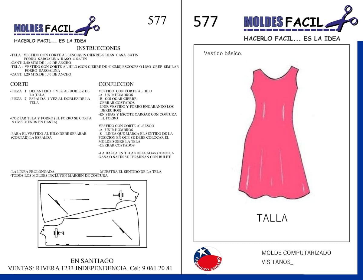 Patrón de costura Vestido — Moldes Fácil