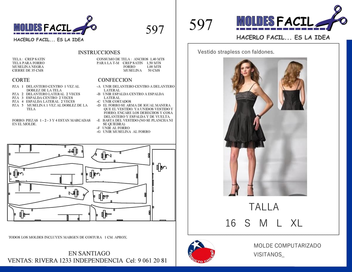 Patrón de costura Vestido Graduación — Moldes Fácil