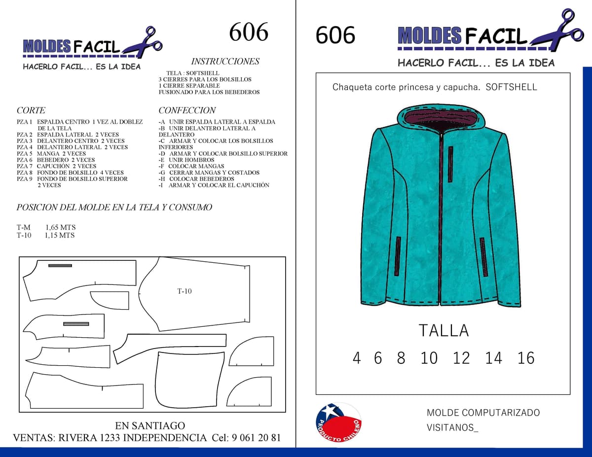 Patrón de costura CHAQUETA SOFTSHELL DAMA — Moldes Fácil