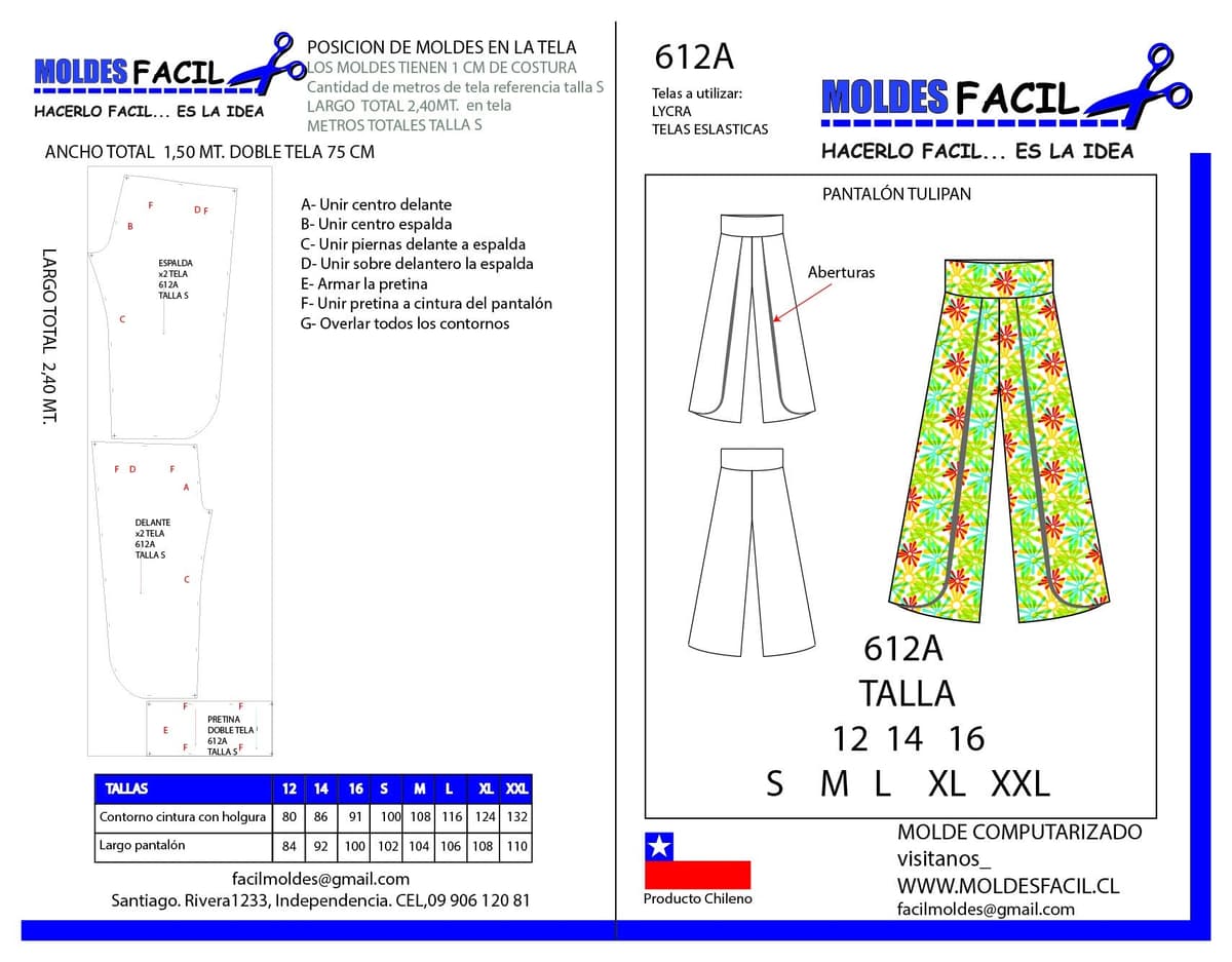 Patrón de costura Pantalón tulipan — Moldes Fácil