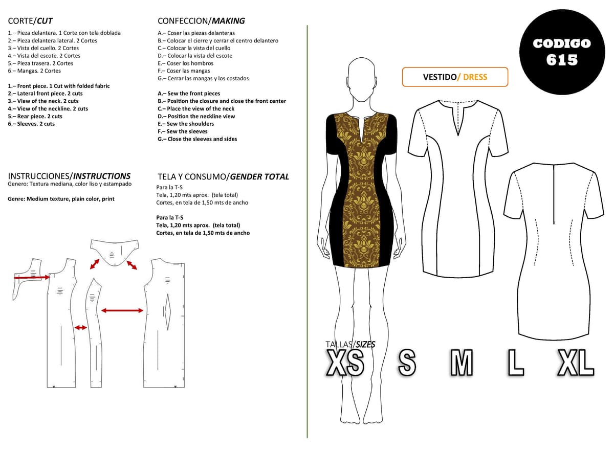 Patrón de costura Vestido — Moldes Fácil
