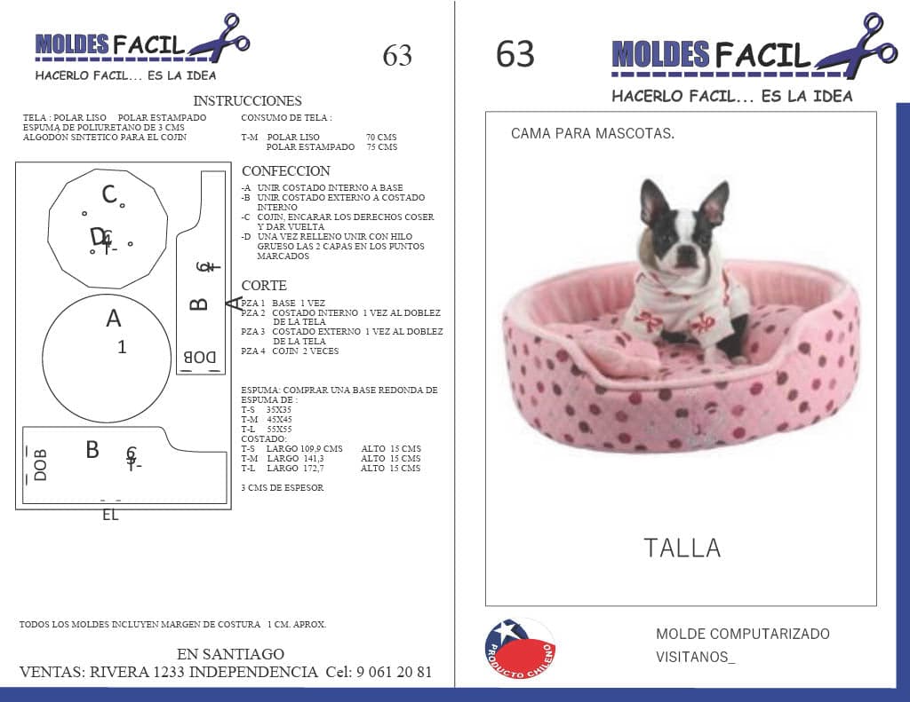 Patrón de costura Cama para mascota — Moldes Fácil