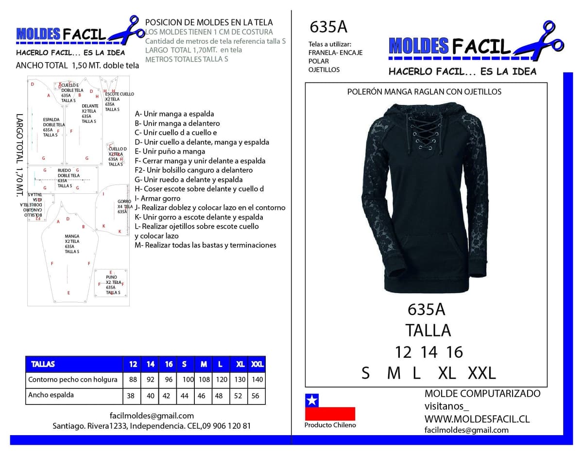 Patrón de costura POLERON RAGLAN — Moldes Fácil