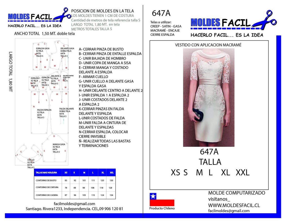 Patrón de costura Vestido Con Aplicaciones Macramé — Moldes Fácil