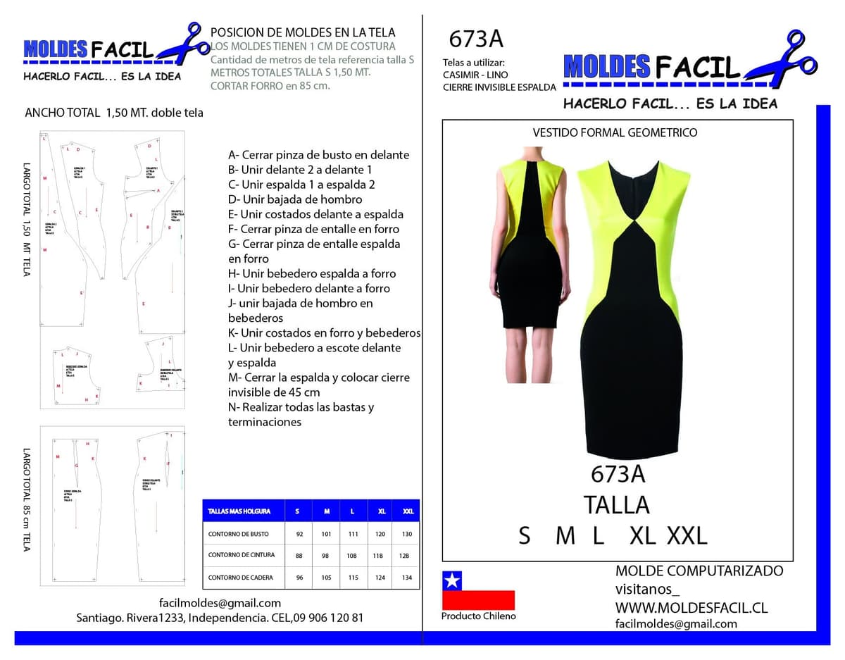 Patrón de costura Vestido Formal Geométrico — Moldes Fácil