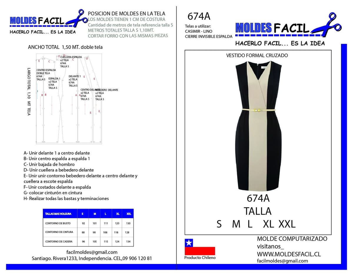 Patrón de costura Vestido Formal Cruzado — Moldes Fácil