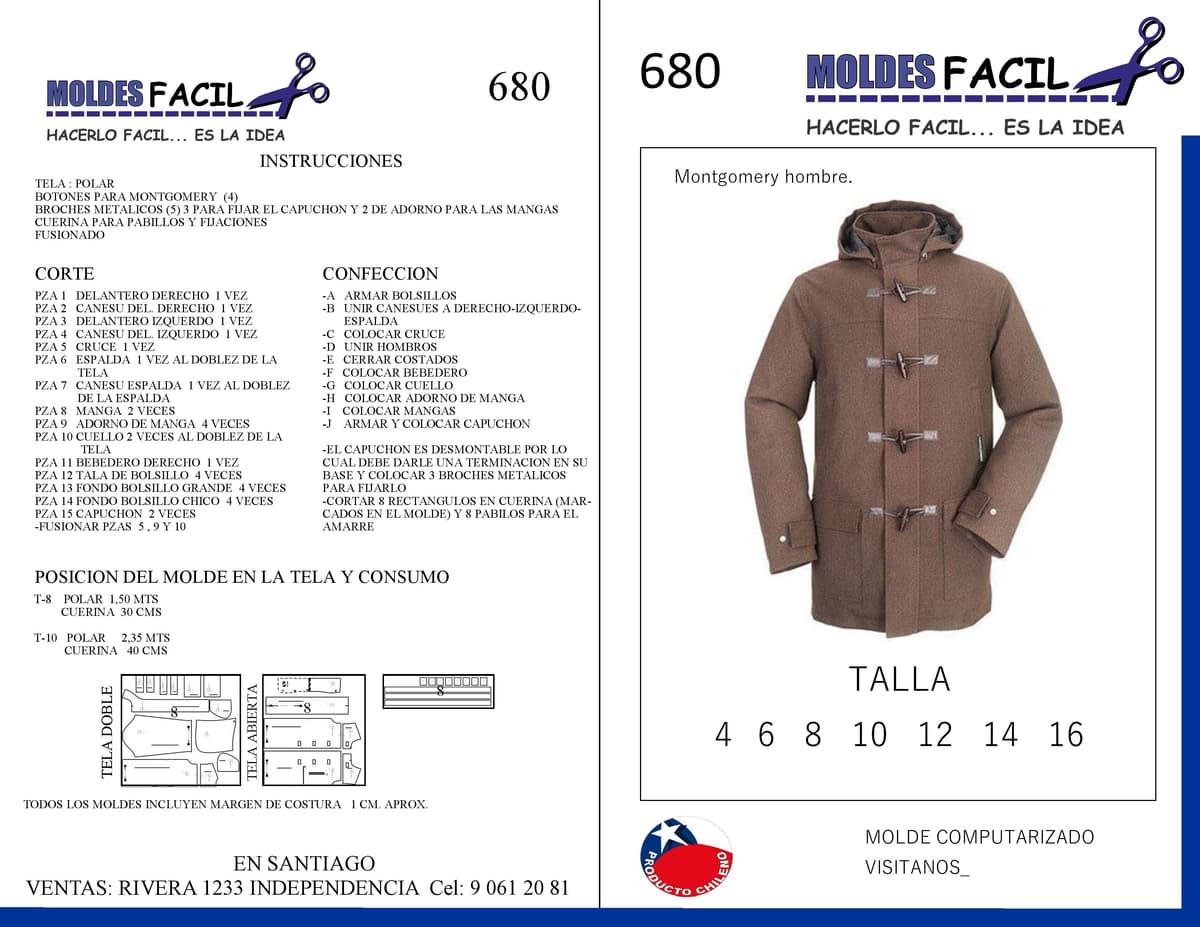 Patrón de costura MONTGOMERY HOMBRE — Moldes Fácil