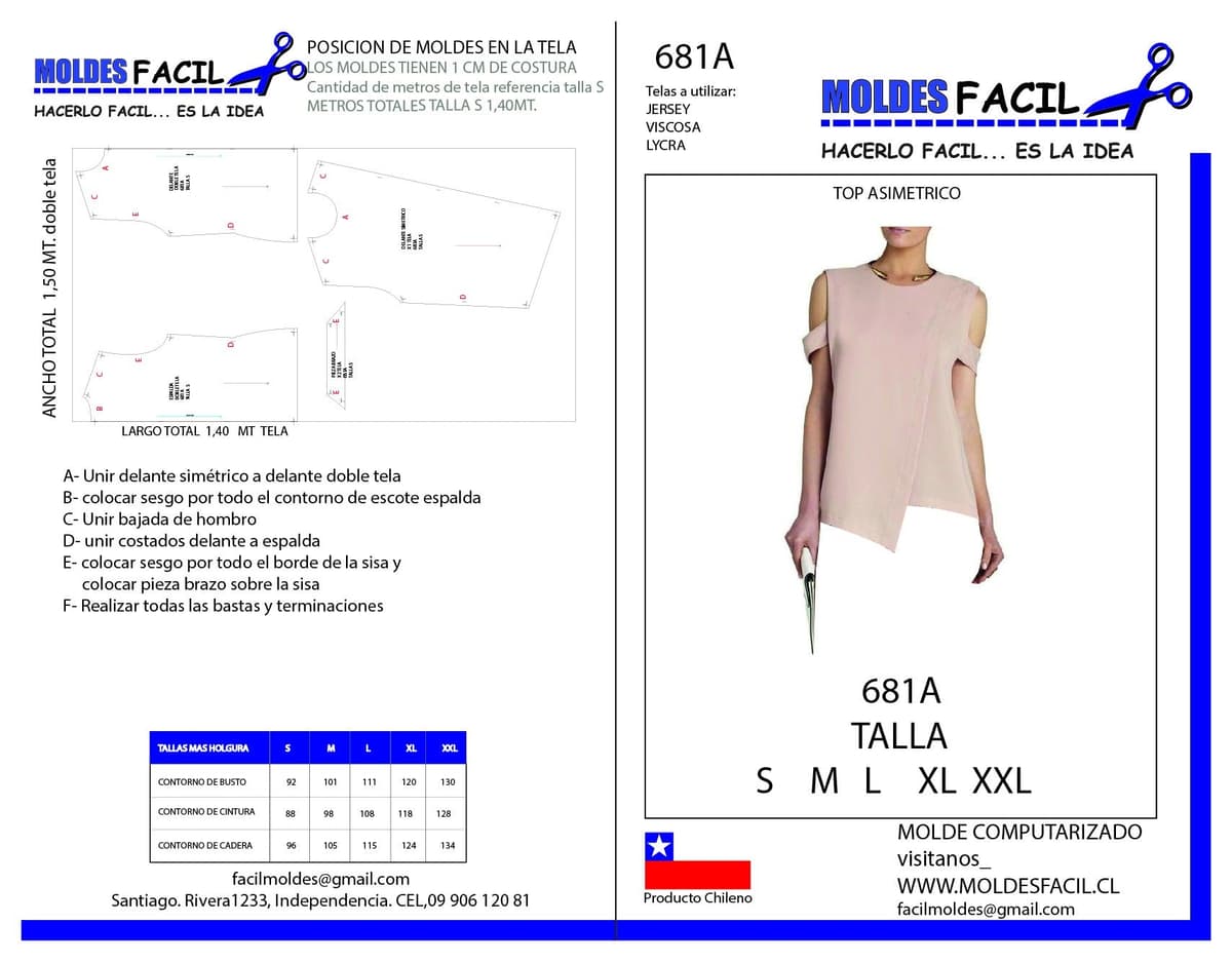 Patrón de costura TOP ASIMETRICO — Moldes Fácil