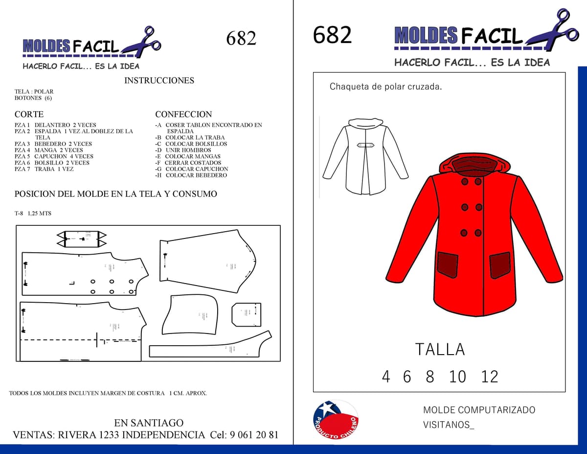 Patrón de costura Chaqueta de polar cruzada — Moldes Fácil