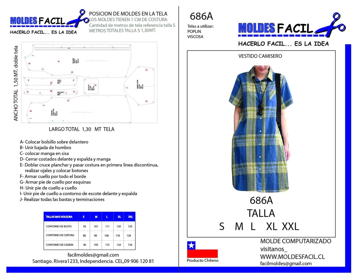 Patrón de costura Vestido Camisero — Moldes Fácil