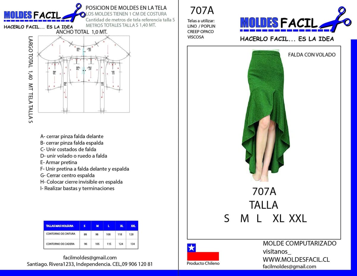 Patrón de costura Falda con volado — Moldes Fácil
