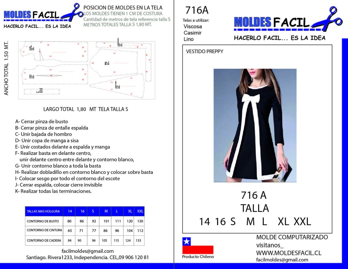 Patrón de costura Vestido Preppy — Moldes Fácil