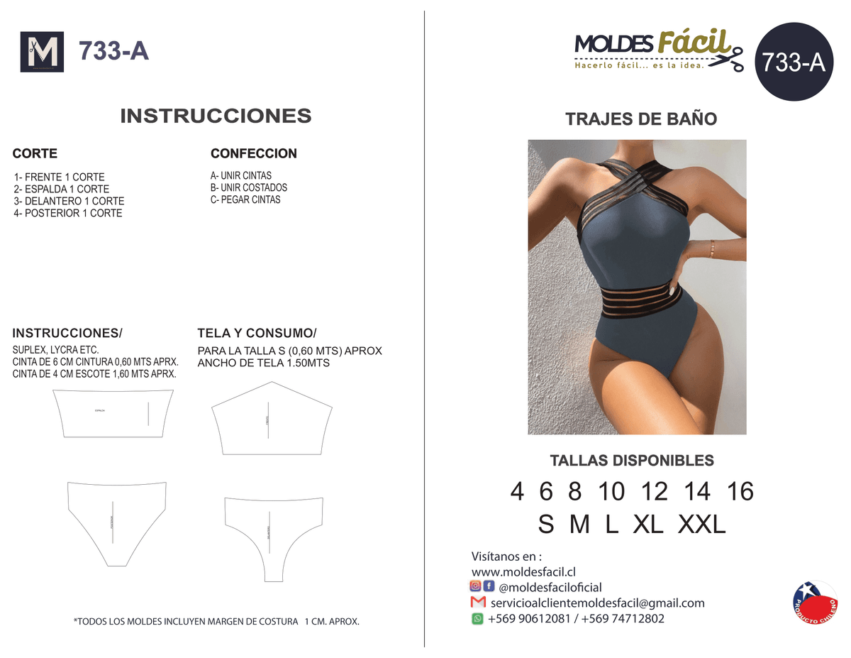 Patrón de costura Traje de baño — Moldes Fácil