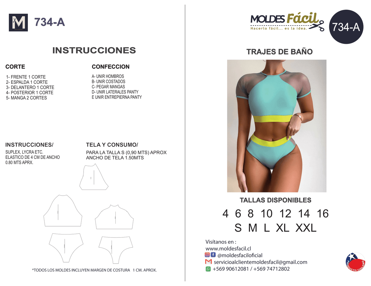Patrón de costura Traje de baño — Moldes Fácil