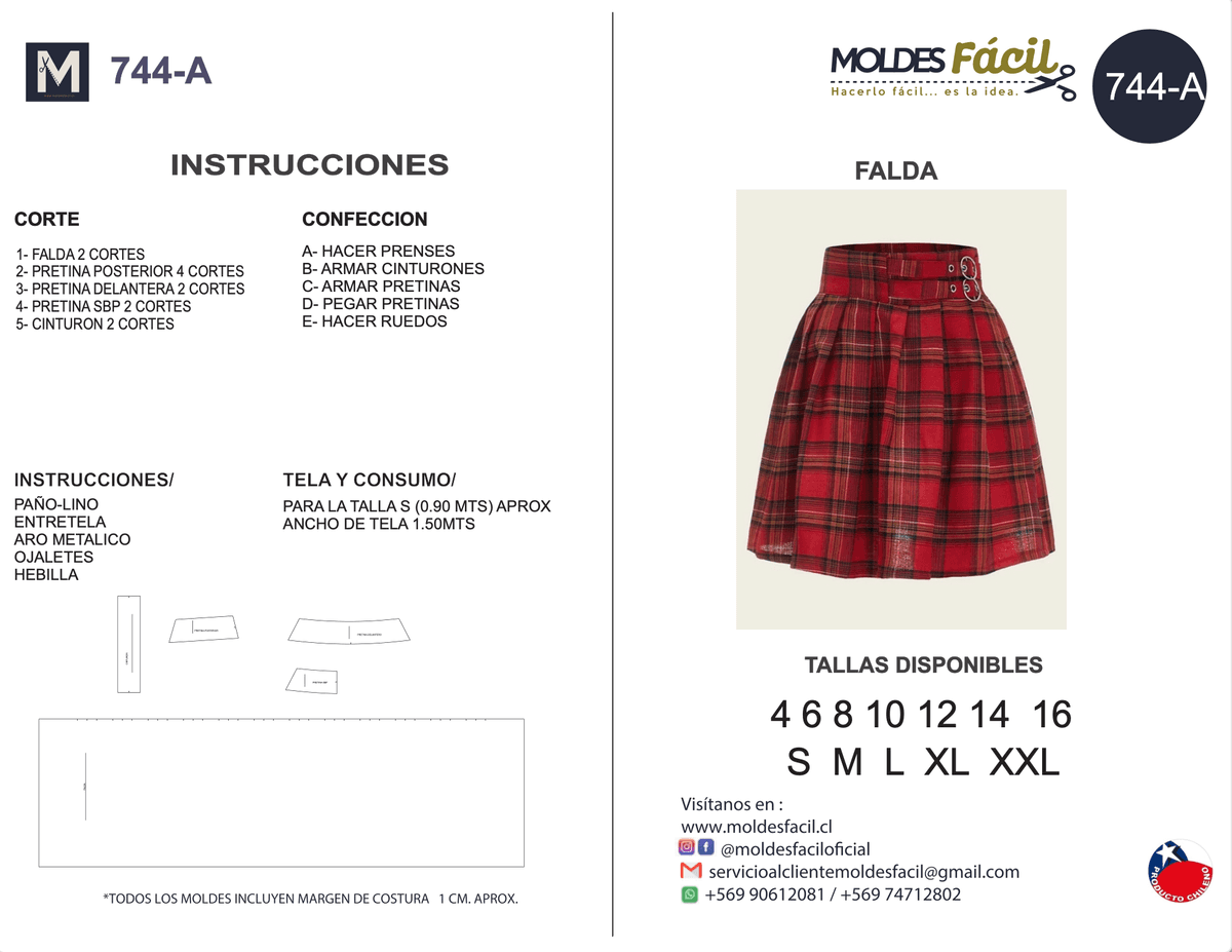 Patrón de costura Falda — Moldes Fácil