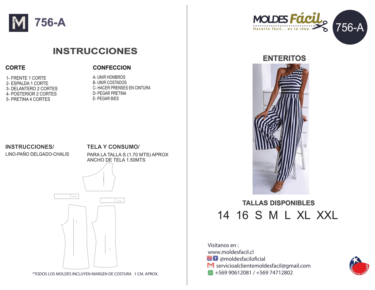 Patrón de costura Enteritos — Moldes Fácil