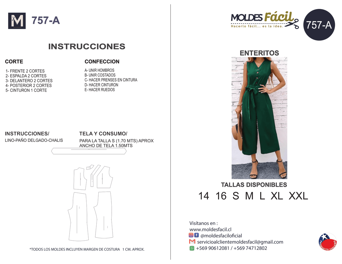 Patrón de costura Enteritos — Moldes Fácil