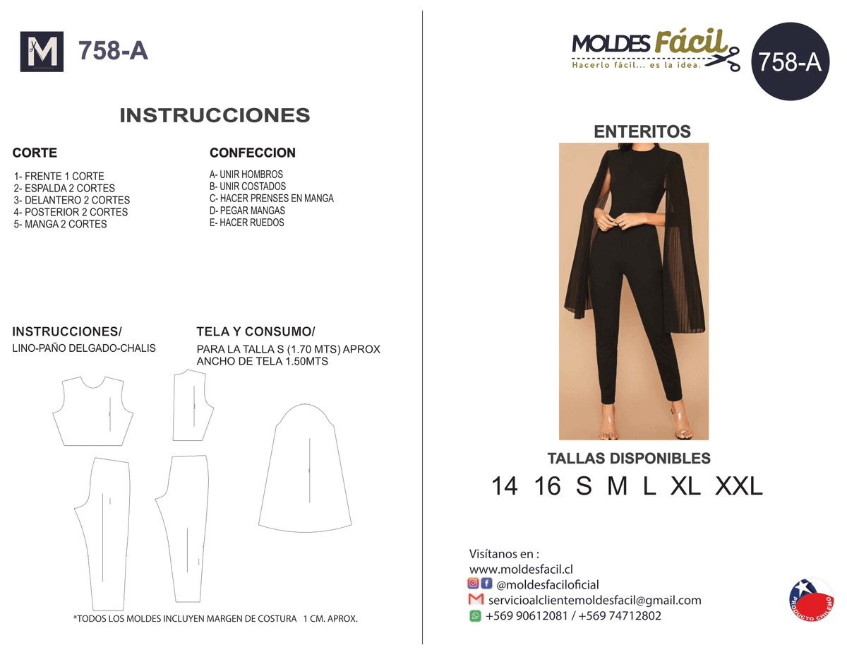 Patrón de costura Enteritos — Moldes Fácil