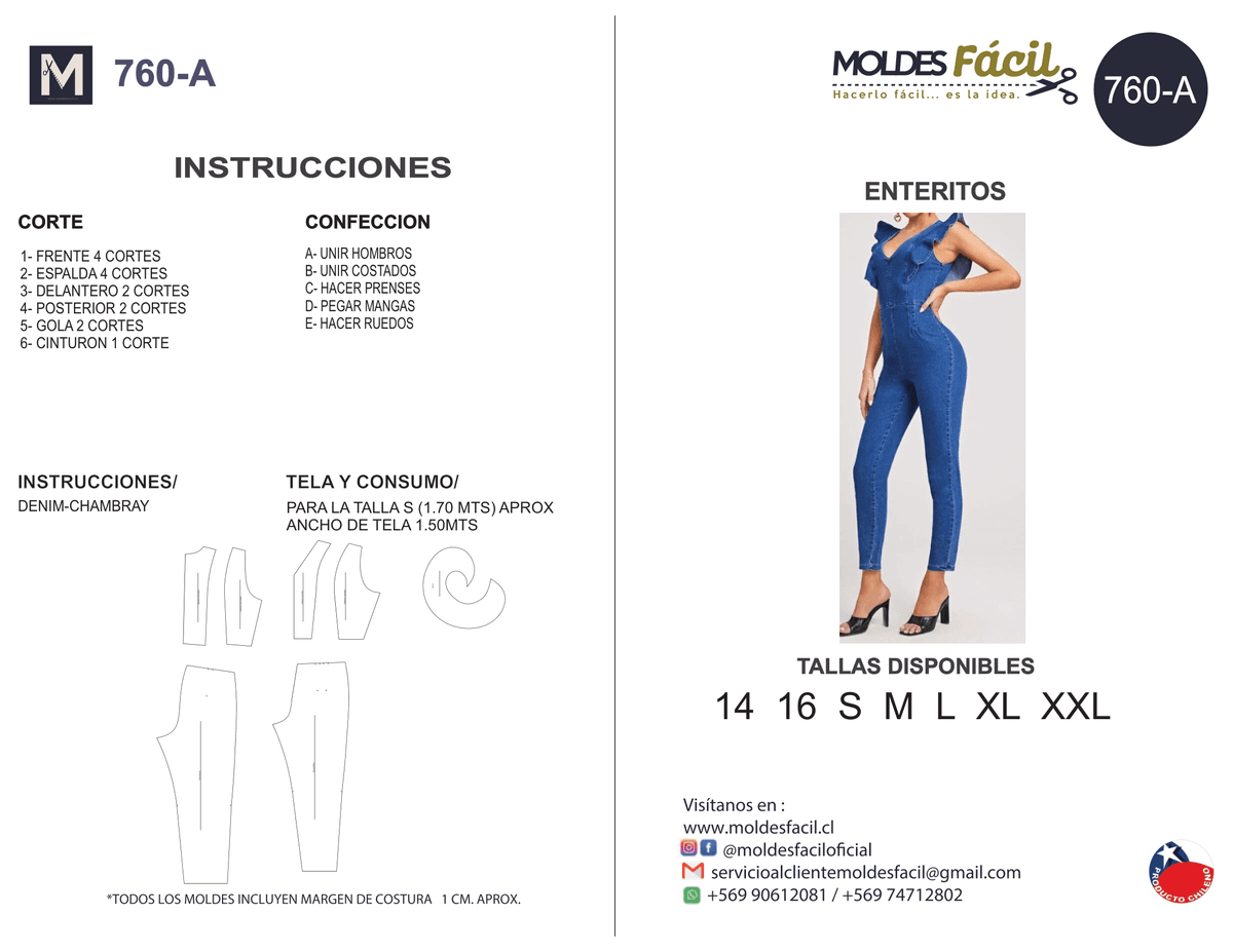 Patrón de costura Enteritos — Moldes Fácil