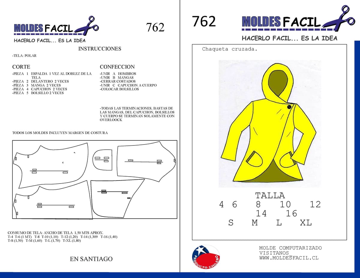 Patrón de costura Chaqueta cruzada de polar — Moldes Fácil