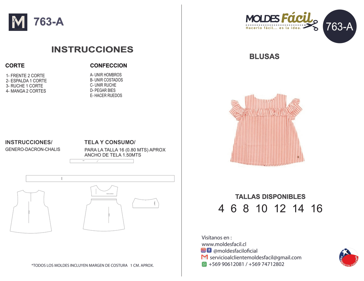 Patrón de costura BLUSA — Moldes Fácil