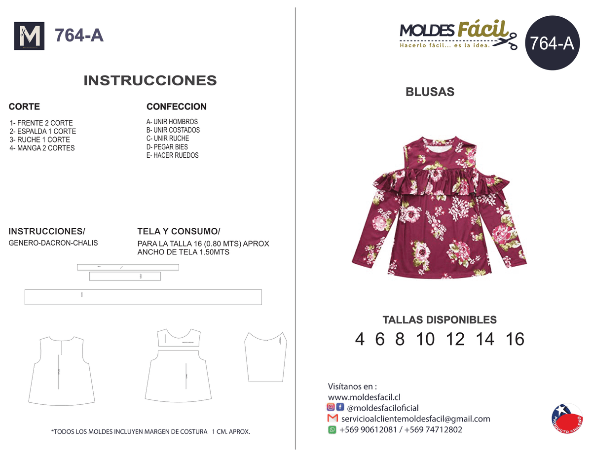 Patrón de costura BLUSA — Moldes Fácil