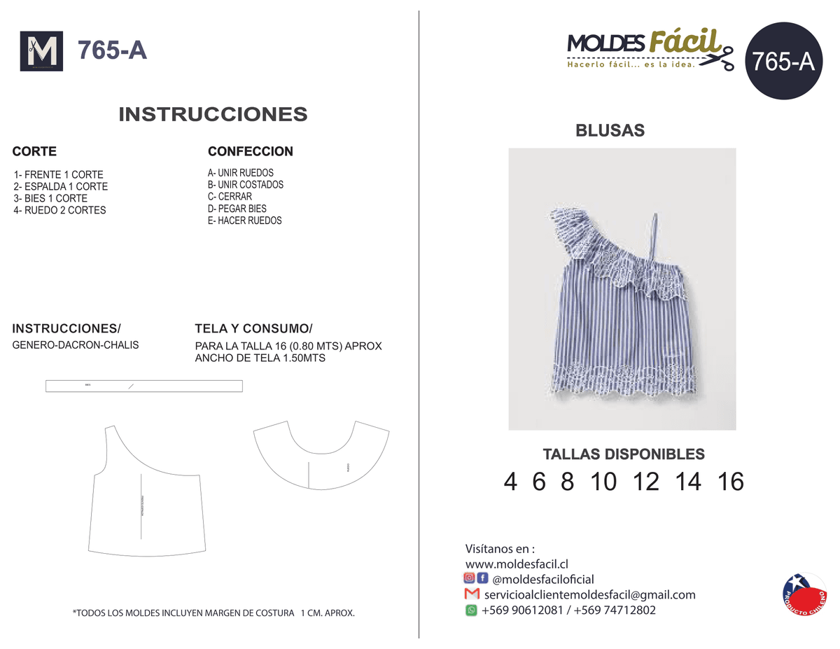 Patrón de costura BLUSA — Moldes Fácil