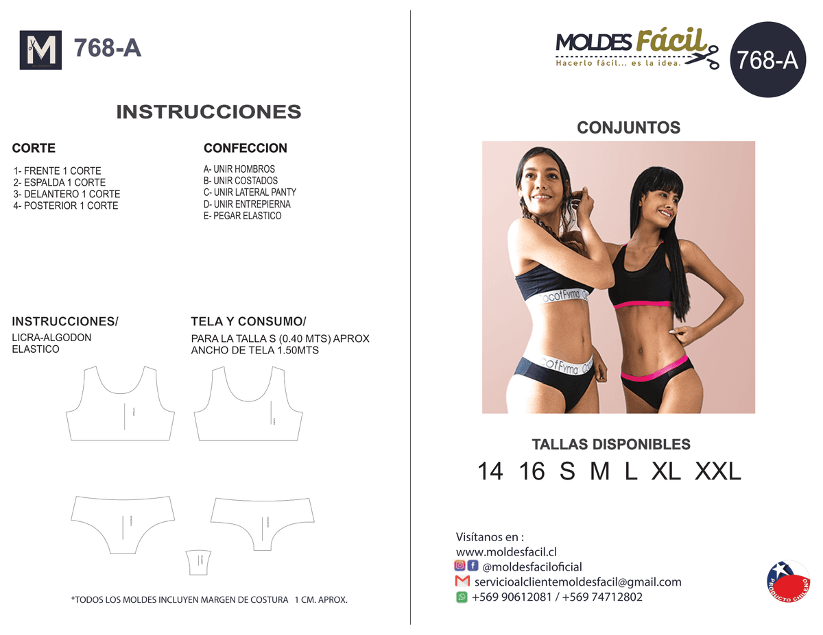 Patrón de costura Conjuntos (ropa interior) — Moldes Fácil