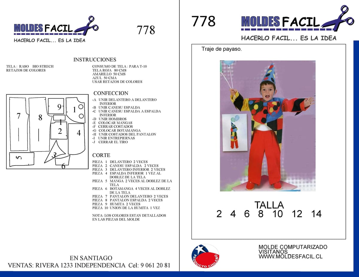 Patrón de costura Traje de Payaso — Moldes Fácil
