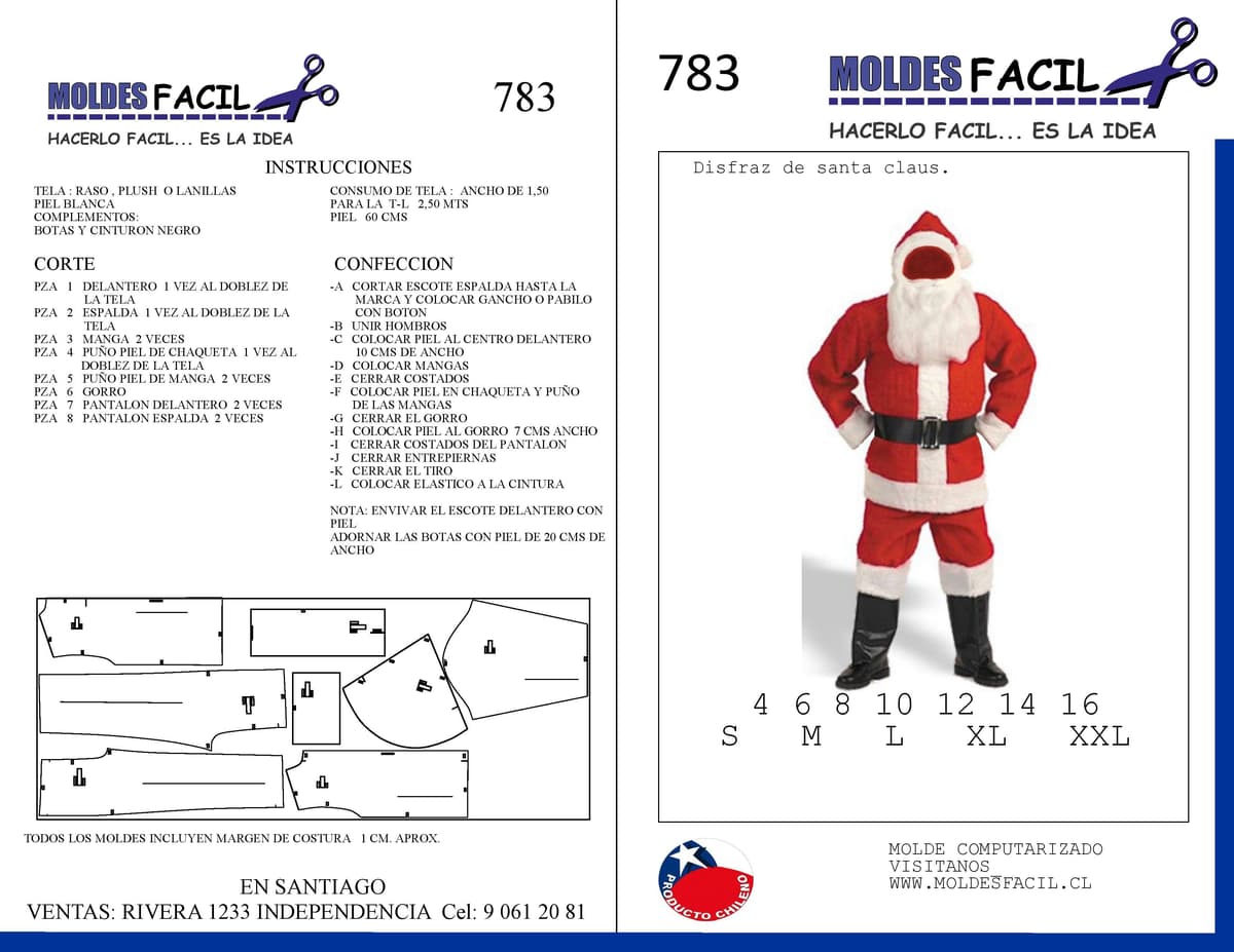 Patrón de costura Disfraz de Santa Claus — Moldes Fácil