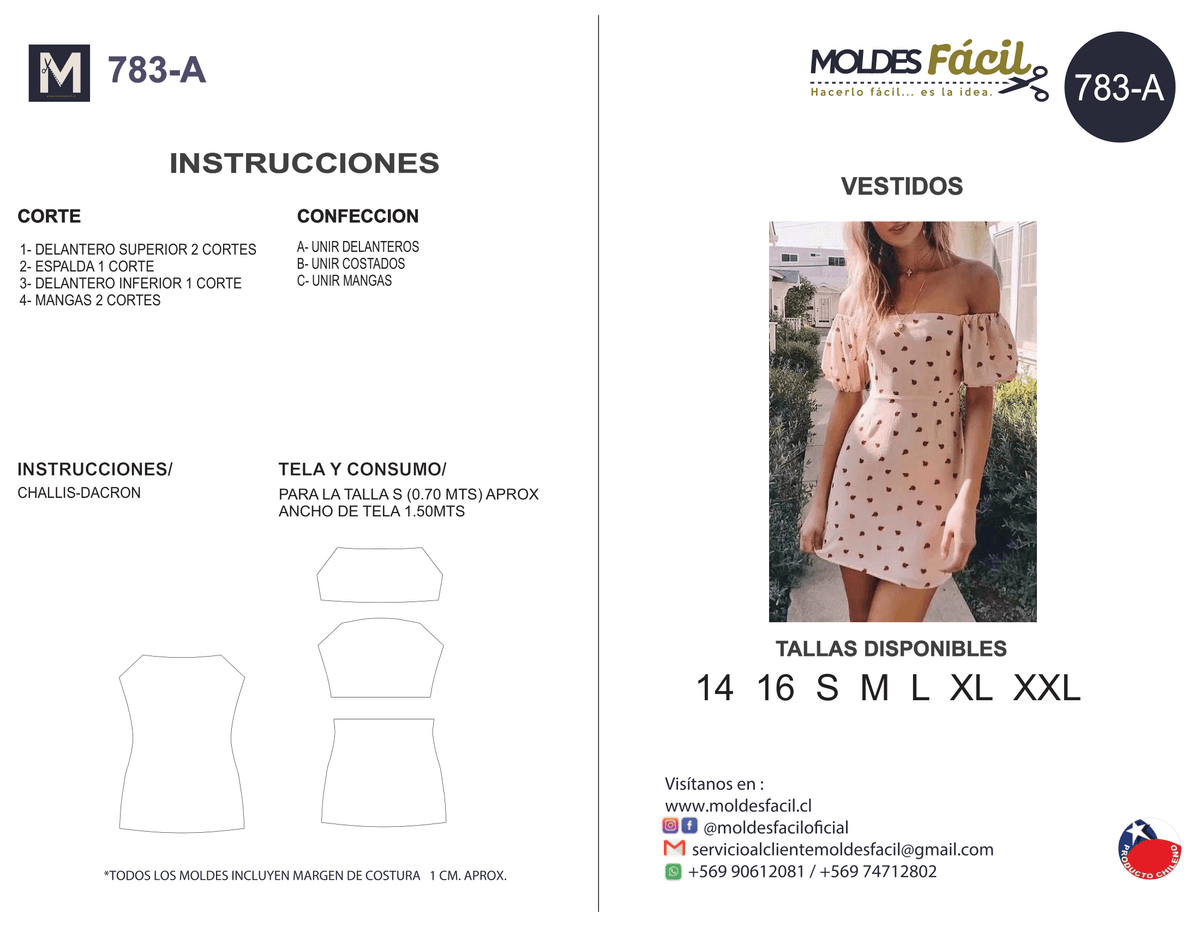 Patrón de costura Vestido — Moldes Fácil