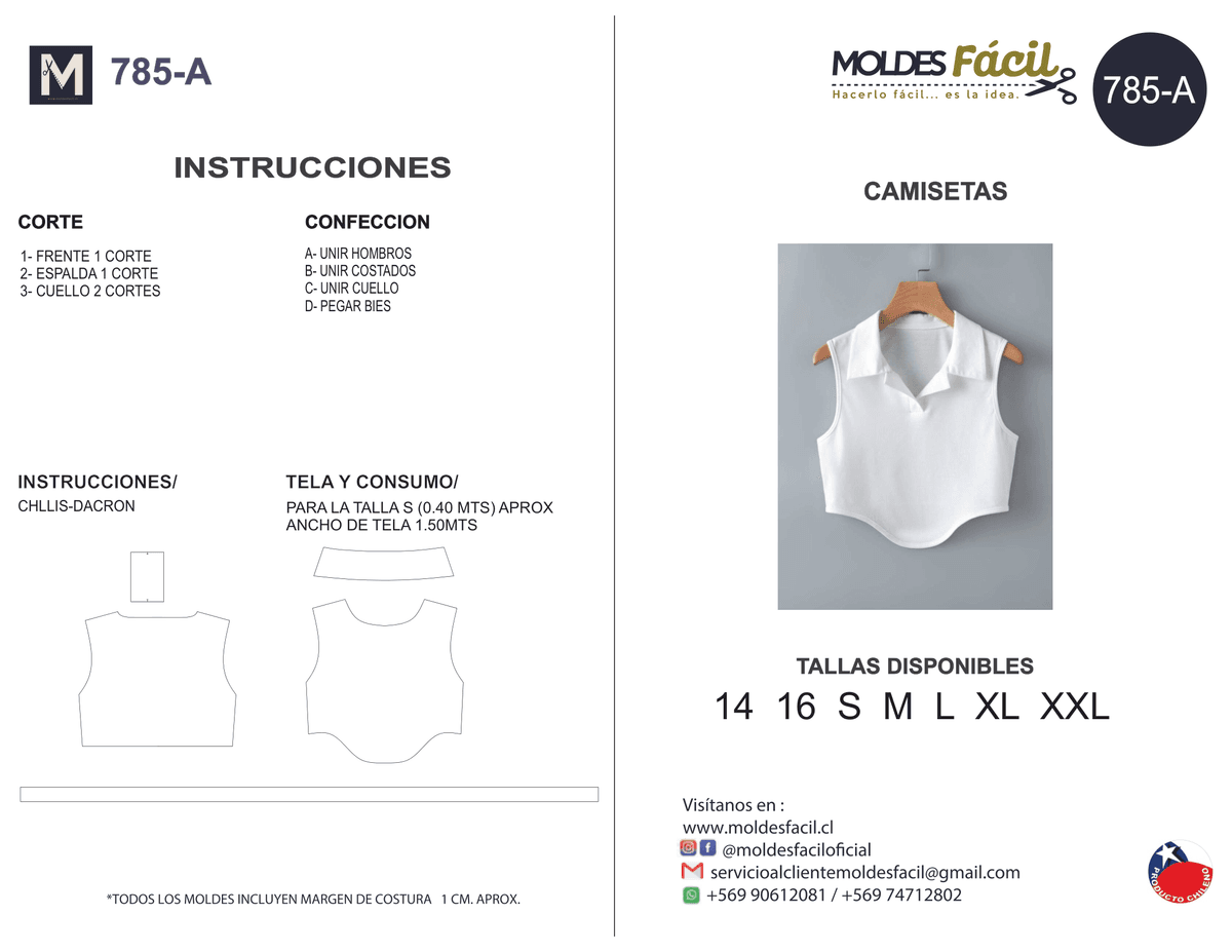 Patrón de costura CAMISETA — Moldes Fácil