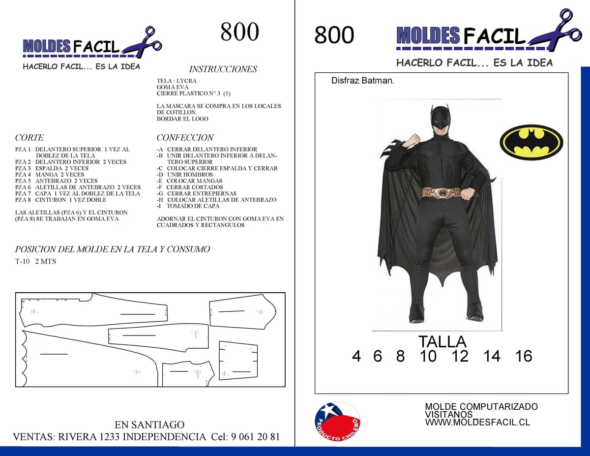 Patrón de costura Batman — Moldes Fácil