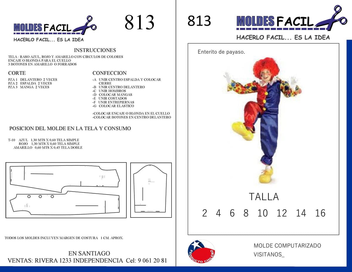 Patrón de costura Enterito de payaso — Moldes Fácil