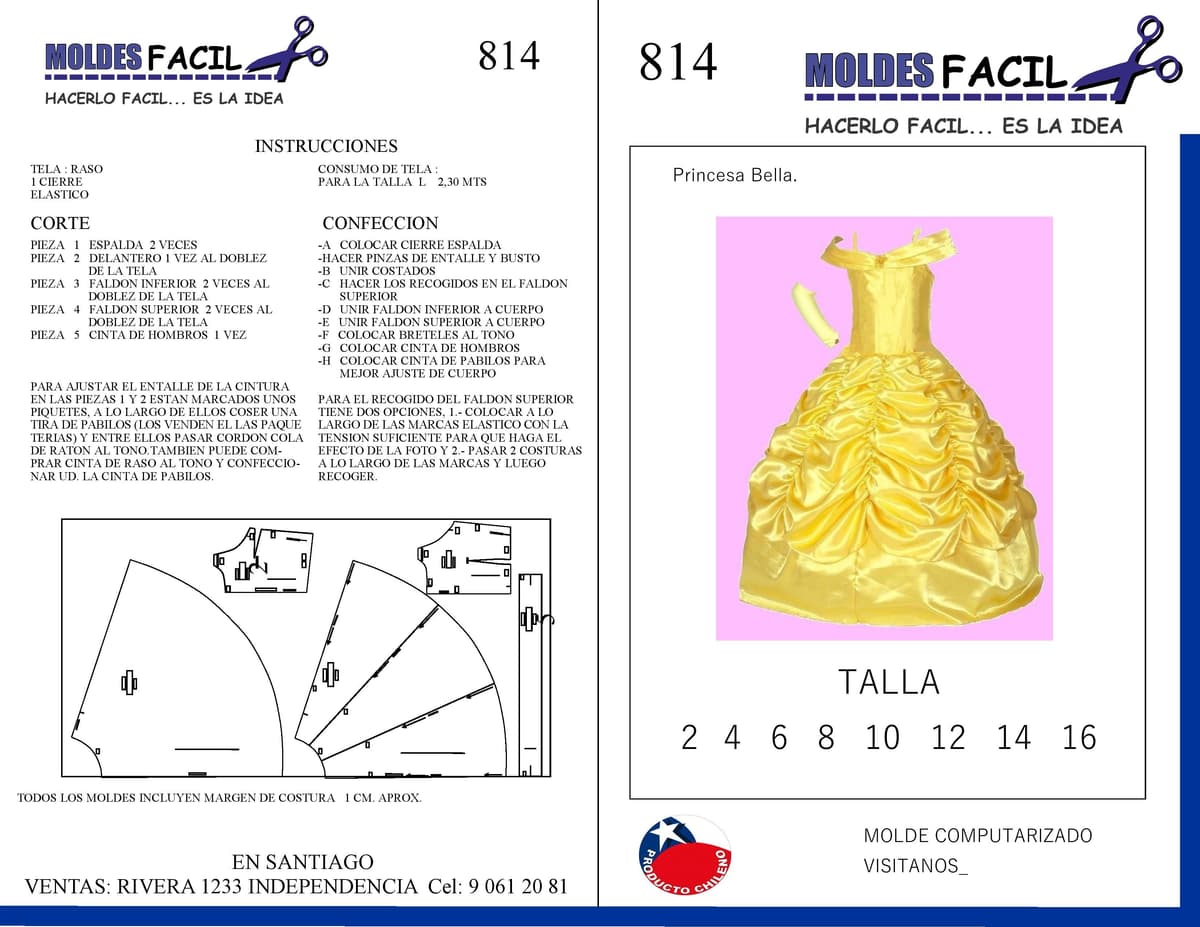 Patrón de costura Princesa Bella — Moldes Fácil